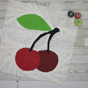 Sweet Cherries Foundation Paper Piecing Pattern(FPP), Quilt Block, PDF Pattern, 3 Sizes