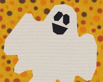 Läskigt spöke, Halloween, papperslappningsmönster för grundpapper (FPP), quiltblock, PDF-mönster, 3 storlekar