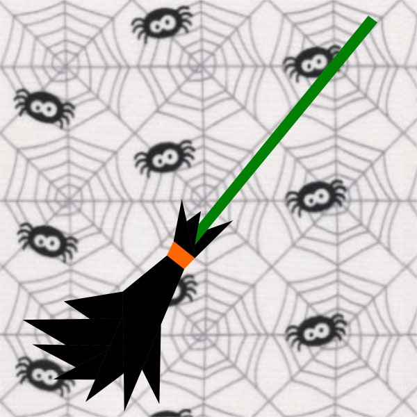 Witches Broomstick, Halloween, Foundation Paper Piecing Pattern (FPP), Quilt Block, PDF Pattern, 3 sizes