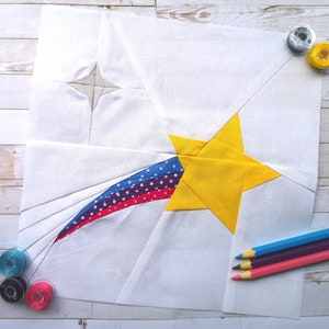 Wish Upon A Star, Foundation Paper Piecing Pattern (FPP), Quilt Block, PDF Pattern, 3 sizes