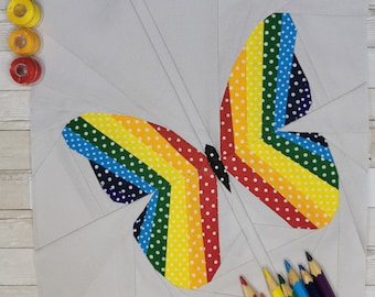 Schmetterling Flutterby, Foundation Paper Piecing Pattern, Quilt Block, PDF Pattern, 4 Größen