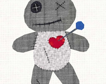 Voodoo Doll, Halloween, Foundation Paper Piecing Pattern (FPP), Quilt Block, PDF Pattern, 4 sizes