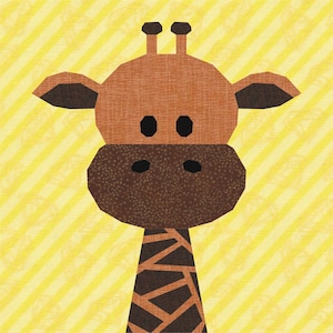Cute Giraffe, Foundation Paper Piecing Pattern (FPP), Quilt Block, PDF Pattern, 4 sizes