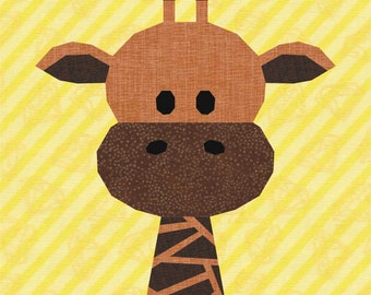 Cute Giraffe, Foundation Paper Piecing Pattern (FPP), Quilt Block, PDF Pattern, 4 sizes