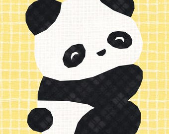 Panda Bear Quilt Block Pattern: Nature, Animals FPP (PDF Pattern, 5 sizes)