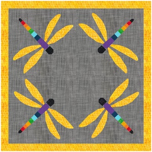 Libelle, Foundation Paper Piecing Pattern (FPP), Quilt Block, PDF Pattern, 3 Größen