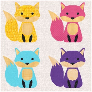 Foxy Fox, Foundation Paper Piecing Pattern (FPP), Quilt Block, PDF Pattern, 4 sizes