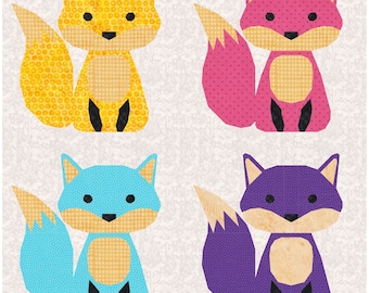 Foxy Fox, Foundation Paper Piecing Pattern (FPP), Quilt Block, PDF Pattern, 4 sizes