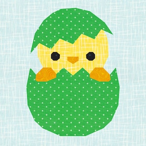 Hatching Chick, Easter Egg, Foundation Paper Piecing Pattern (FPP), Quilt Block, PDF Pattern, 5 sizes