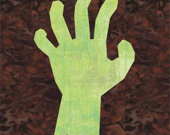 Zombie Hand, Halloween, Foundation Paper Piecing Pattern (FPP), Quilt Block, PDF Pattern, 4 sizes