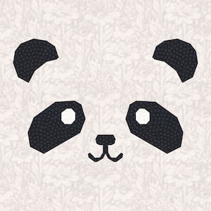 Panda Bear, Foundation Paper Piecing Pattern (FPP), Quilt Block, PDF Pattern, 3 sizes