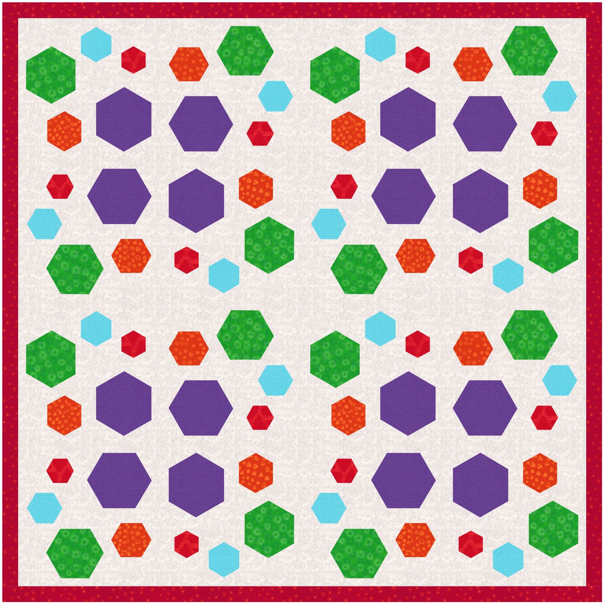 Hexie Patch, Hexagons, Foundation Paper Piecing Pattern (FPP), Quilt ...
