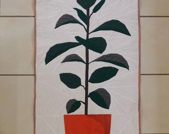 Ficus, Kautschukpflanze, Foundation Paper Piecing Pattern (FPP), Quilt Block, PDF Pattern, 1 Größe