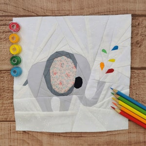 Elephant Spray, Rainbow, Foundation Paper Piecing Pattern (FPP Pattern), Quilt Block, PDF Pattern, 4 sizes