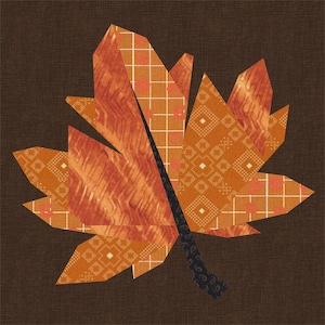Maple Leaf, Foundation Paper Piecing Pattern (FPP), Quilt Block, PDF Pattern, 3 Größen