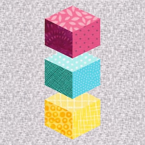 Building Blocks, Foundation Paper Piecing Pattern (FPP), Quilt Block, PDF Pattern, 3 sizes