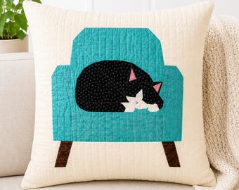 Cat - Chair Thief – FPP Foundation Paper Piecing – 5 Sizes – PDF