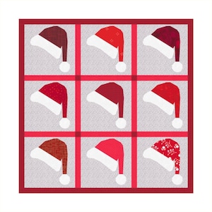 Santa&#39;s Hat, Foundation Paper Piecing Pattern (FPP), Quilt Block, PDF Pattern, 3 sizes