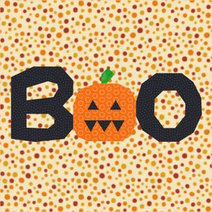 BOO Halloween, Foundation Paper Piecing Pattern (FPP), Quilt Block, PDF Pattern, 3 Größen