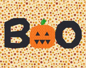 BOO Halloween, Foundation Paper Piecing Pattern (FPP), Quilt Block, PDF Pattern, 3 sizes