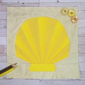 Scallop Seashell, Foundation Paper Piecing Pattern (FPP), Quilt Block, PDF Pattern, 5 sizes