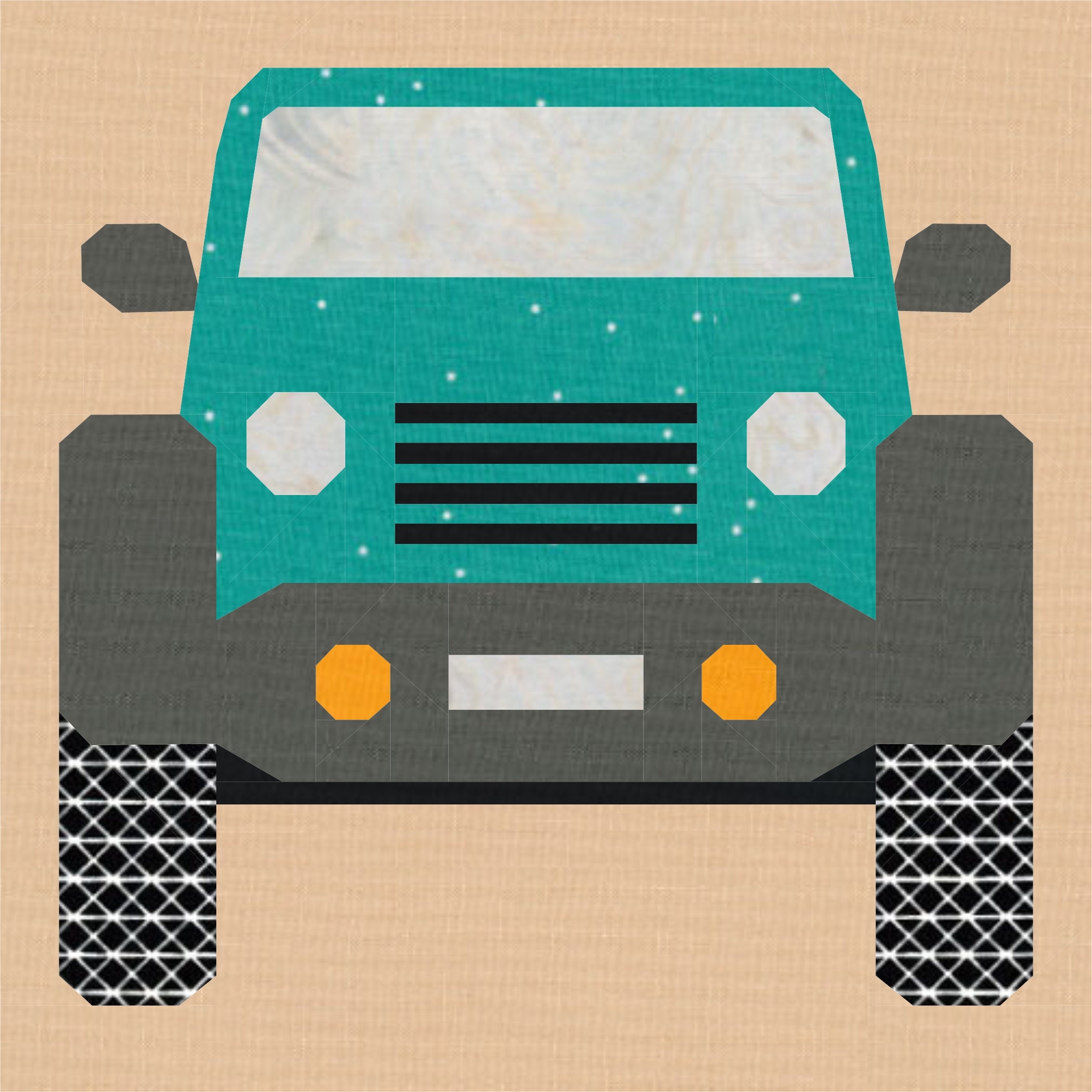 4x4 Off-road, Foundation Paper Piecing Pattern (FPP), Quilt Block, PDF ...