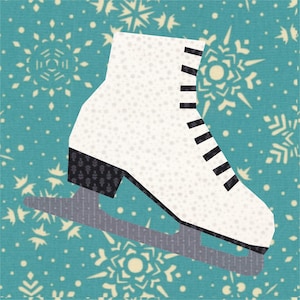 Dancing on Ice, Ice Skate, Foundation Paper Piecing Pattern (FPP), Quilt Block, PDF Pattern, 3 Sizes Included