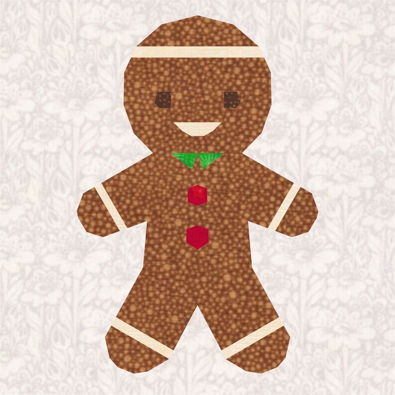 Gingie the Gingerbread, Foundation Paper Piecing Pattern (FPP), Quilt ...