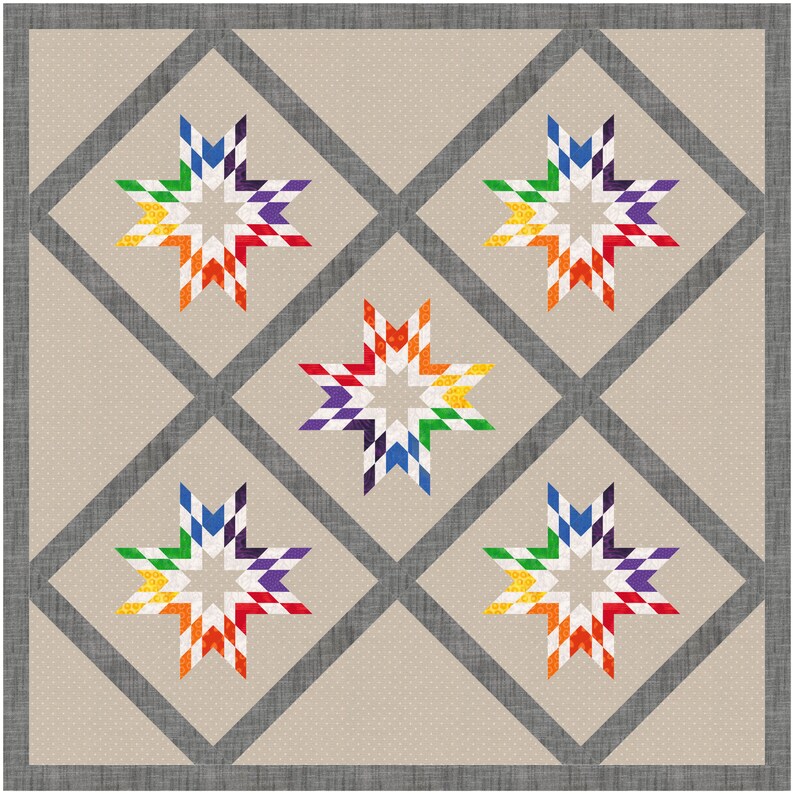 Lone Star, Foundation Paper Piecing Pattern (FPP), Quilt Block, PDF Pattern, 4 Sizes - Etsy