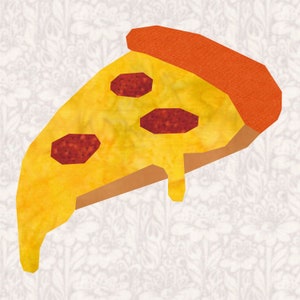 May include: A slice of pepperoni pizza with melted cheese and a dripping sauce. The pizza is yellow, orange, and red.