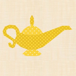 Genie Lamp Quilt Block , FPP (PDF) 4 Größen