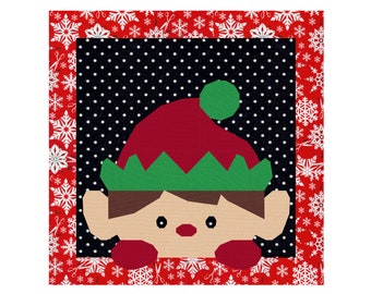 Peeping Elf, Foundation Paper Piecing Pattern (FPP), Quilt Block, PDF Pattern, 3 sizes