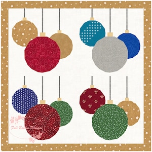 Baubles, Foundation Paper Piecing Pattern (FPP), Quilt Block, PDF Pattern, 2 styles each in 3 sizes