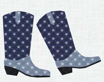 Cowboy Boot, Boot Scootin, Quilt Block Muster: Foundation Paper Piecing, 4 Größen