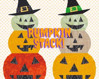 Pumpkin Stack, Halloween, Foundation Paper Piecing Pattern (FPP), Quilt Block, PDF Pattern, 2 sizes