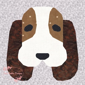 Basset Hound, Dog, Foundation Paper Piecing Pattern (FPP Pattern), Quilt Block, 3 sizes