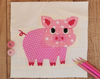 This Little Piggy, Foundation Paper Piecing Pattern (FPP Pattern), Quilt Block, 4 sizes