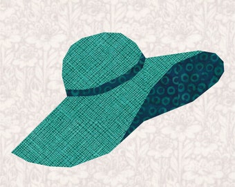 Floppy Hat, Foundation Paper Piecing Pattern (FPP), Quilt Block, PDF Pattern, 5 sizes