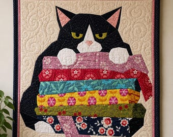 Cat - The Fabric Hoarder – FPP Foundation Paper Piecing – 5 Sizes – PDF