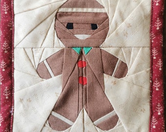 Gingie the Gingerbread, Foundation Paper Piecing Pattern (FPP), Quilt Block, PDF Pattern, 6 sizes