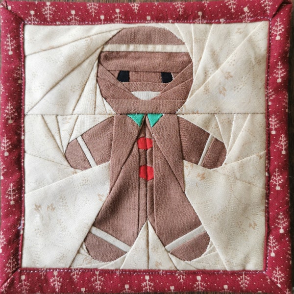 Gingie the Gingerbread, Foundation Paper Piecing Pattern (FPP), Quilt Block, PDF Pattern, 6 sizes