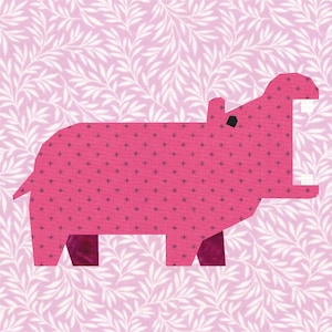 Hippo, Foundation Paper Piecing Pattern (FPP), Quilt Block, PDF Pattern, 4 sizes