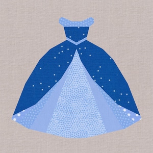 You Shall go to the Ball, Ballgown, Princess, Foundation Paper Piecing Pattern (FPP), Quilt Block, PDF Pattern, 4 sizes