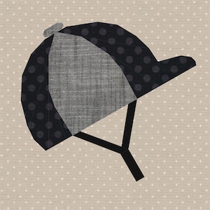 Horse Riding Helmets, Foundation Paper Piecing Pattern (FPP Pattern), Quilt Block, 3 patterns, 4 sizes each