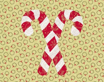 Candy Cane, Foundation Paper Piecing Patterns (FPP), Quilt Block, PDF Pattern, 3 sizes