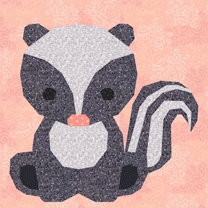 Funky Skunk, Foundation Paper Piecing Pattern (FPP), Quilt Block, PDF Pattern, 4 sizes
