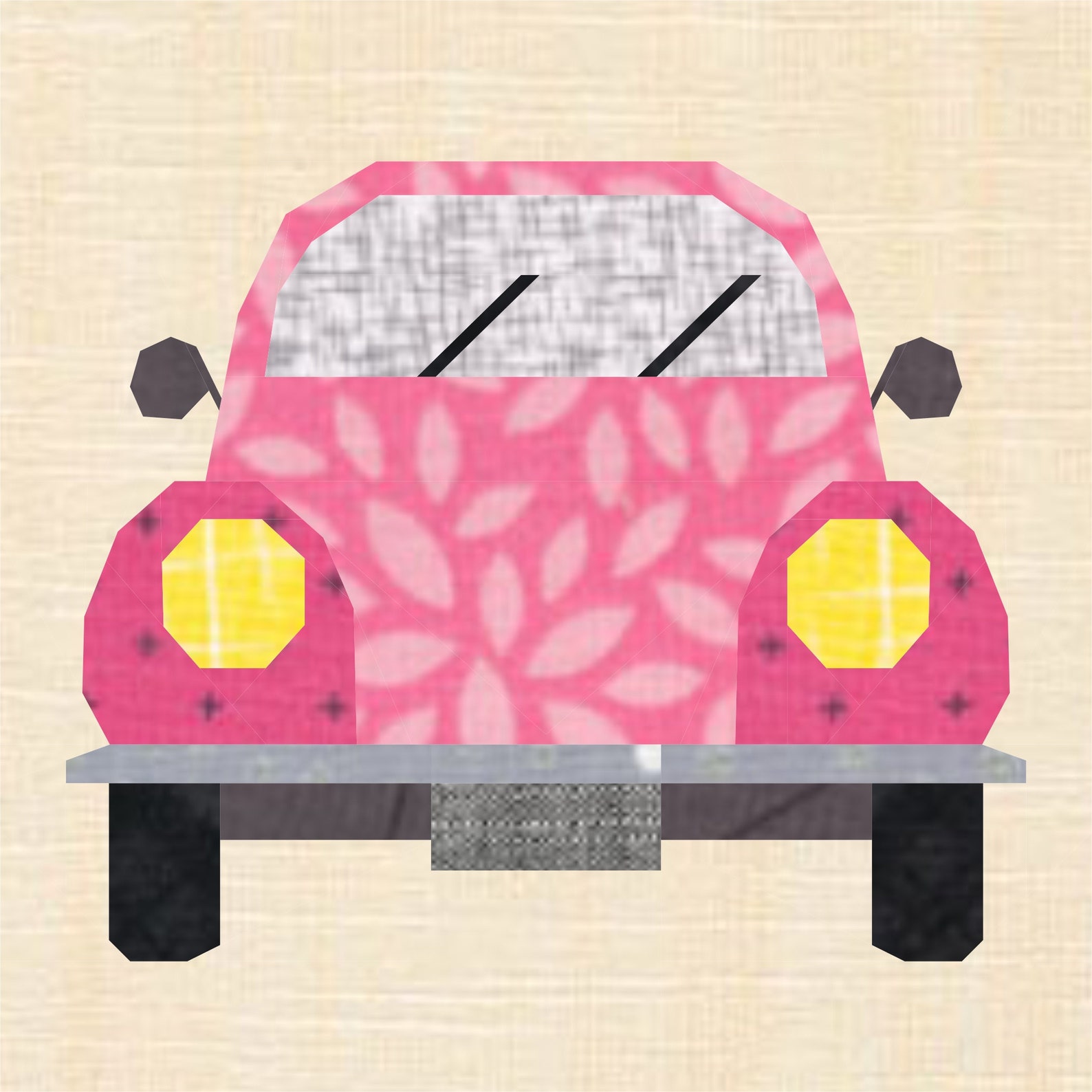 Love Bug Car Foundation Paper Piecing Pattern FPP, Quilt Block, PDF