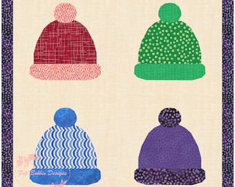 Bobble Hat Foundation Paper Piecing Pattern (FPP), Quilt Block, PDF Pattern, 3 sizes