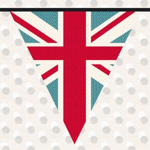 Union Jack Bunting, Foundation Paper Piecing Pattern (FPP), Quilt Block, PDF Pattern, One Size 10&quot;x12&quot;
