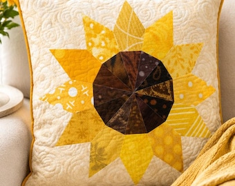 Sunflower, Foundation Paper Piecing Pattern (FPP), Quilt Block, PDF Pattern - 4 sizes